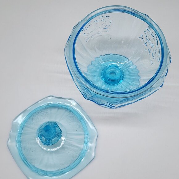Anchor Hocking Candy Dish With Cover Mayfair Open Rose Blue 8 1/2” - Picture 3 of 13